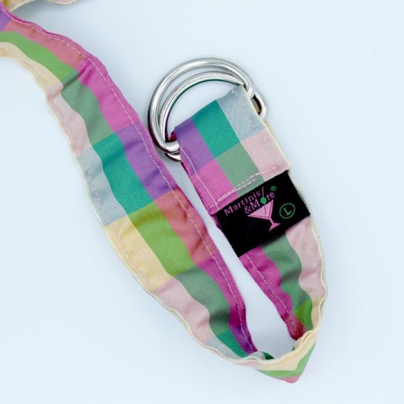 🧚♀️ 3/$40 Cute multicolor D-Ring Plaid Ribbon Belt by MARTINIS & MORE Size L - Picture 4 of 5